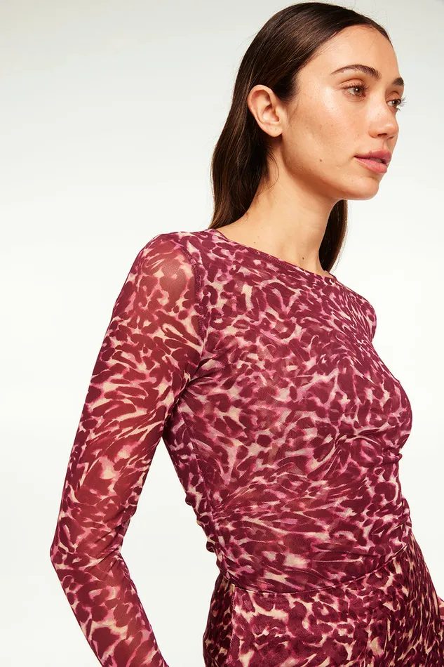 Misa Los Angeles Lula Top Fauna Abstract Mesh Women Matching Sets