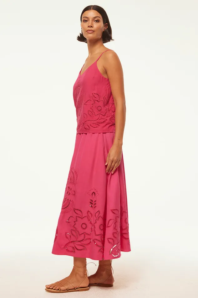 Misa Los Angeles Marcela Top Pink Eyelet Women Tops