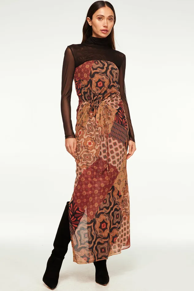 Misa Los Angeles Mariah Dress Surreal Patchwork Chiffon Women Dresses
