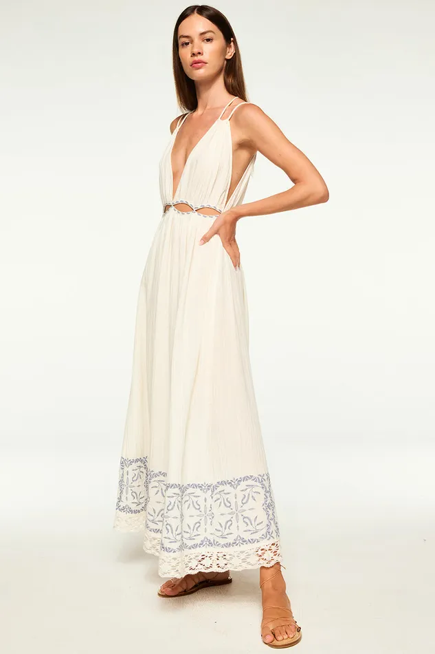 Misa Los Angeles Marita Dress Ivory Embroidery Women Dresses