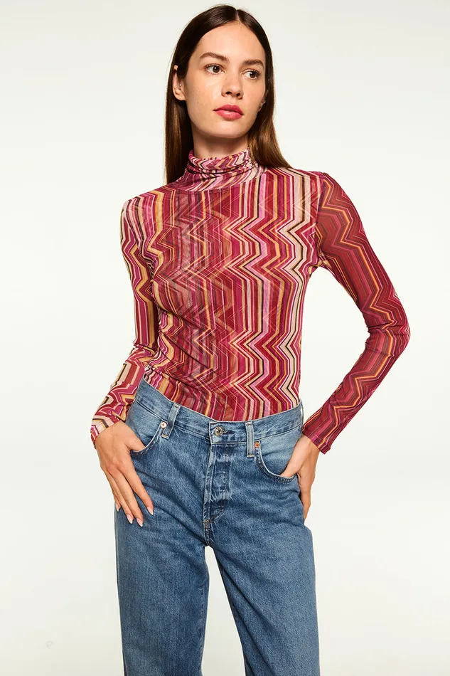 Misa Los Angeles Nadja Top La Banda Crimson Mesh Women Tops