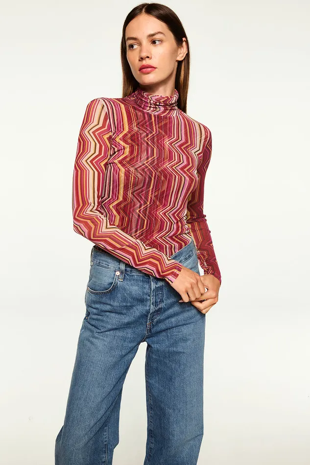 Misa Los Angeles Nadja Top La Banda Crimson Mesh Women Tops