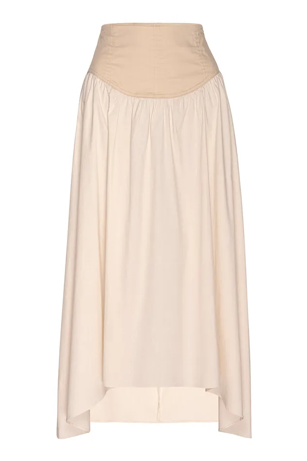 Misa Los Angeles Ramesh Skirt Ivory Linen Mix Women Skirts and Shorts