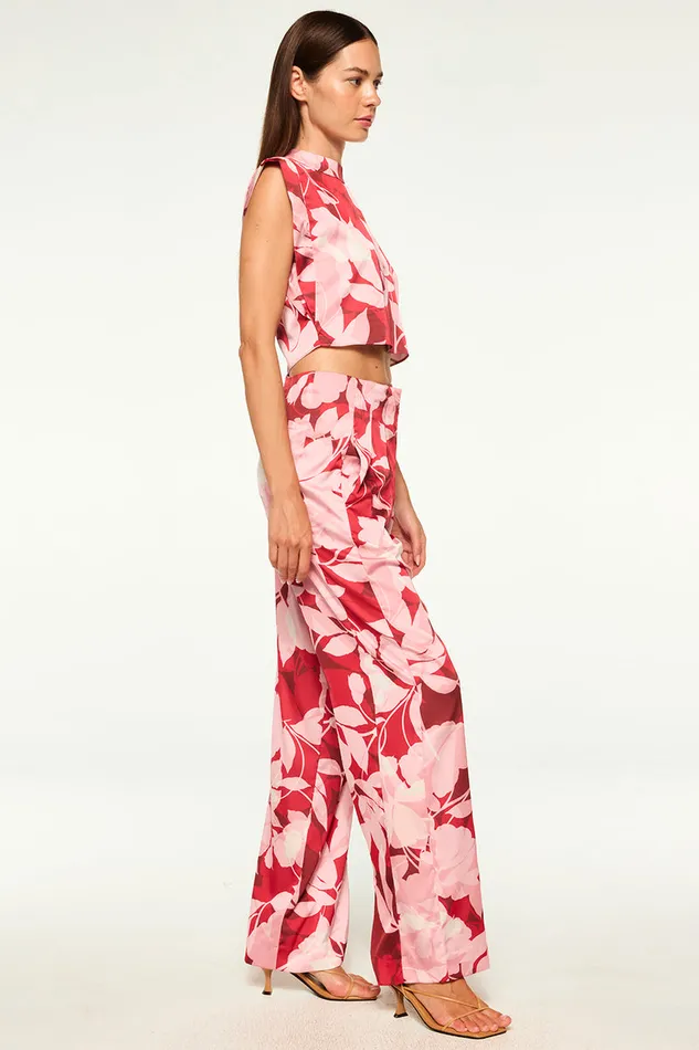 Misa Los Angeles Rita Pant Flora Rosada Satin Women Pants