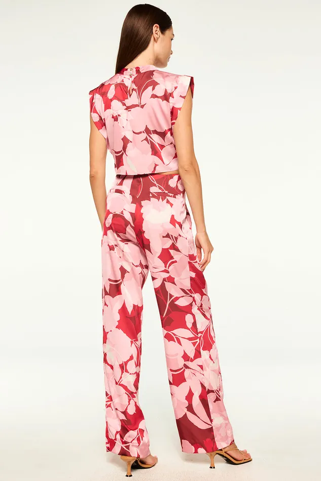 Misa Los Angeles Rita Pant Flora Rosada Satin Women Pants