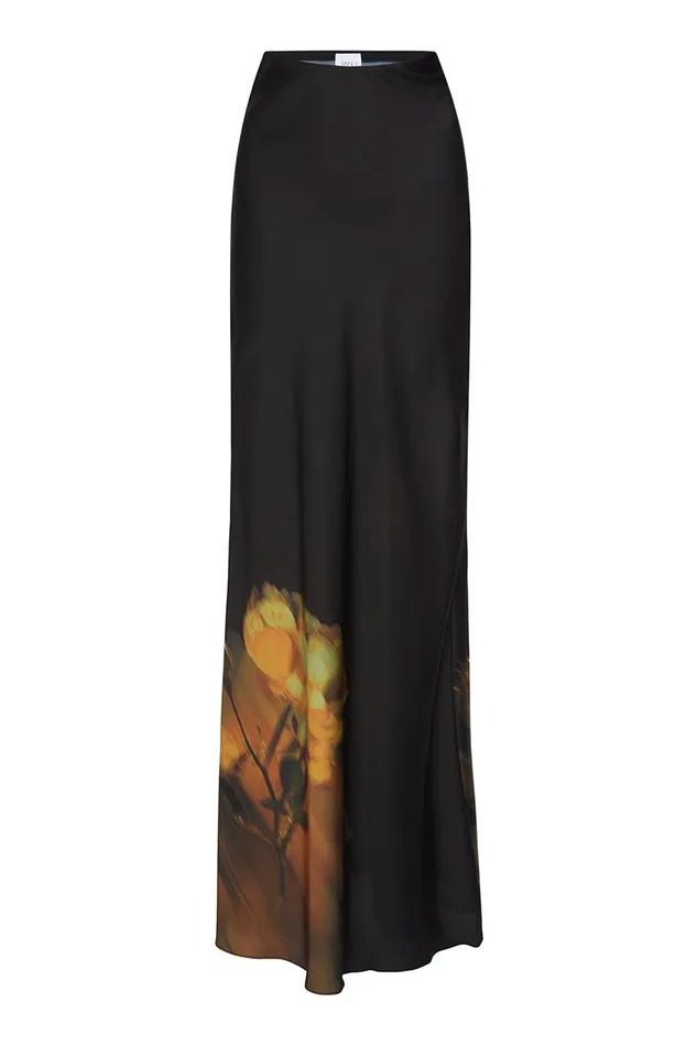 Misa Los Angeles Sierra Skirt Yellow Rose Satin Women Skirts and Shorts