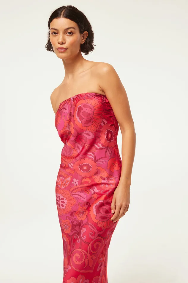 Misa Los Angeles Thara Dress Flora Corsica Fuchsia Women Dresses