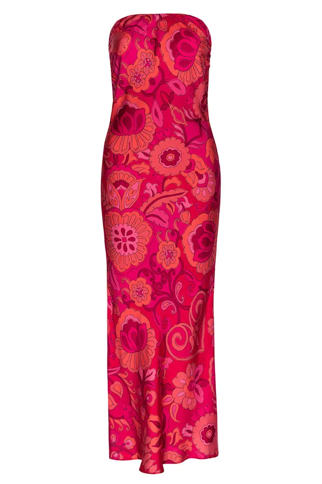 Misa Los Angeles Thara Dress Flora Corsica Fuchsia Women Dresses
