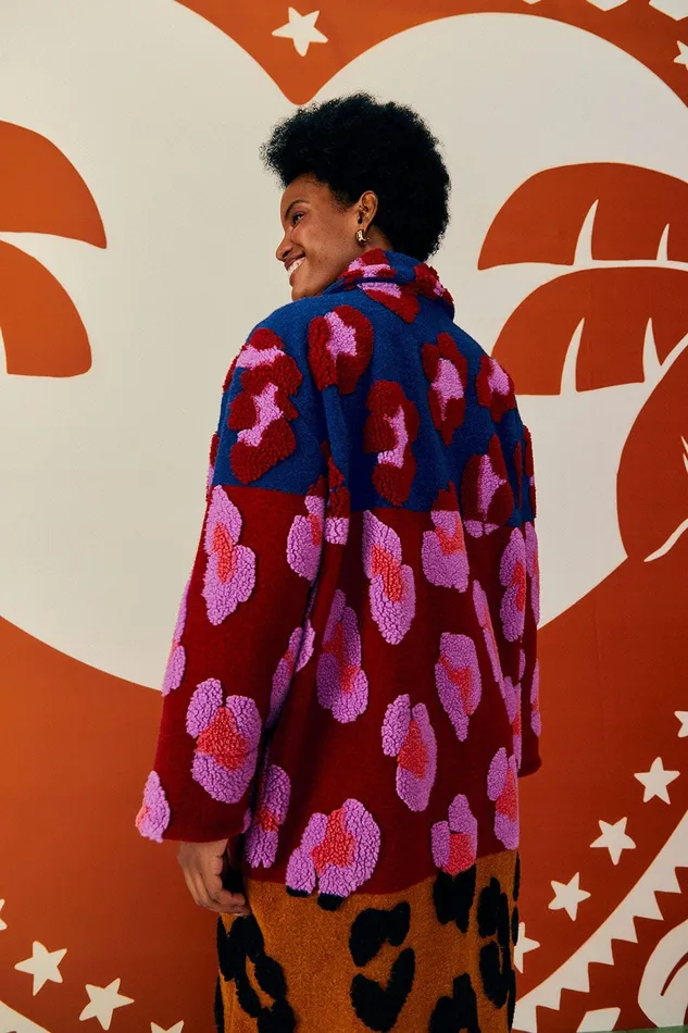Mixed Leopards Fleece Coat Women Farm Rio Coats