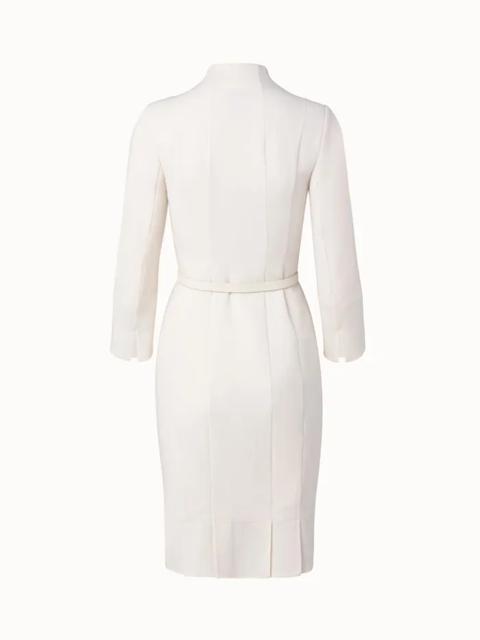 Mock Neck Double Face Wool 34 Length Sleeve Dress Offwhite Women Akris Dresses