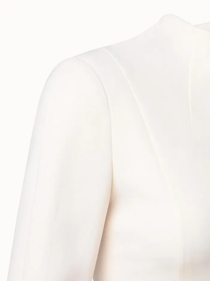 Mock Neck Double Face Wool 34 Length Sleeve Dress Offwhite Women Akris Dresses