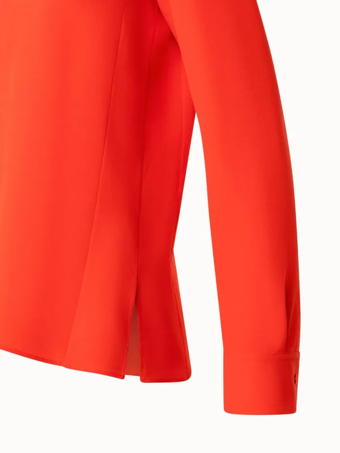 Mock Neck Silk Blouse Poppy Women Akris Blouses