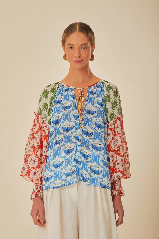 Multicolor Summer Mix Blouse Women Farm Rio Blouses