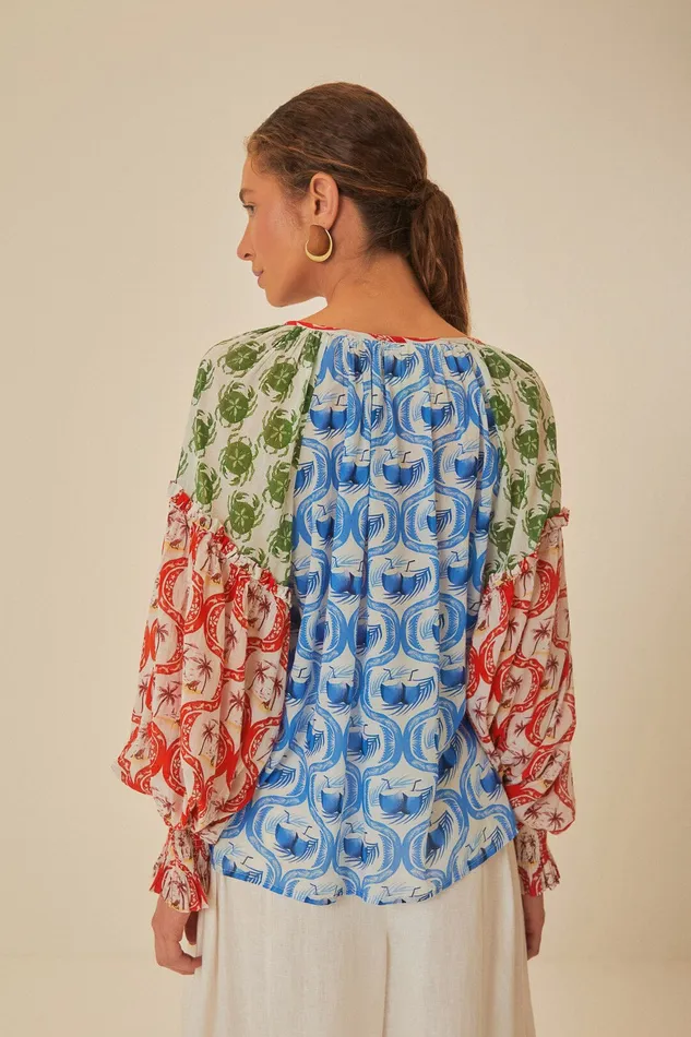 Multicolor Summer Mix Blouse Women Farm Rio Blouses