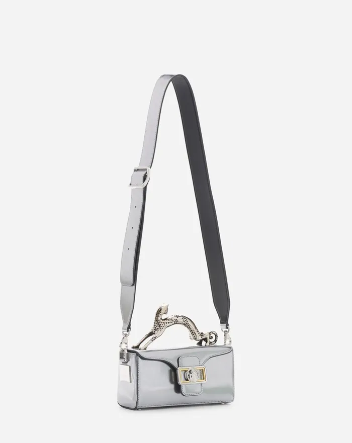 Nano Pencil Cat Bag In Metallic Leather Silver Women Lanvin Tote Bags and Top Handle Bags