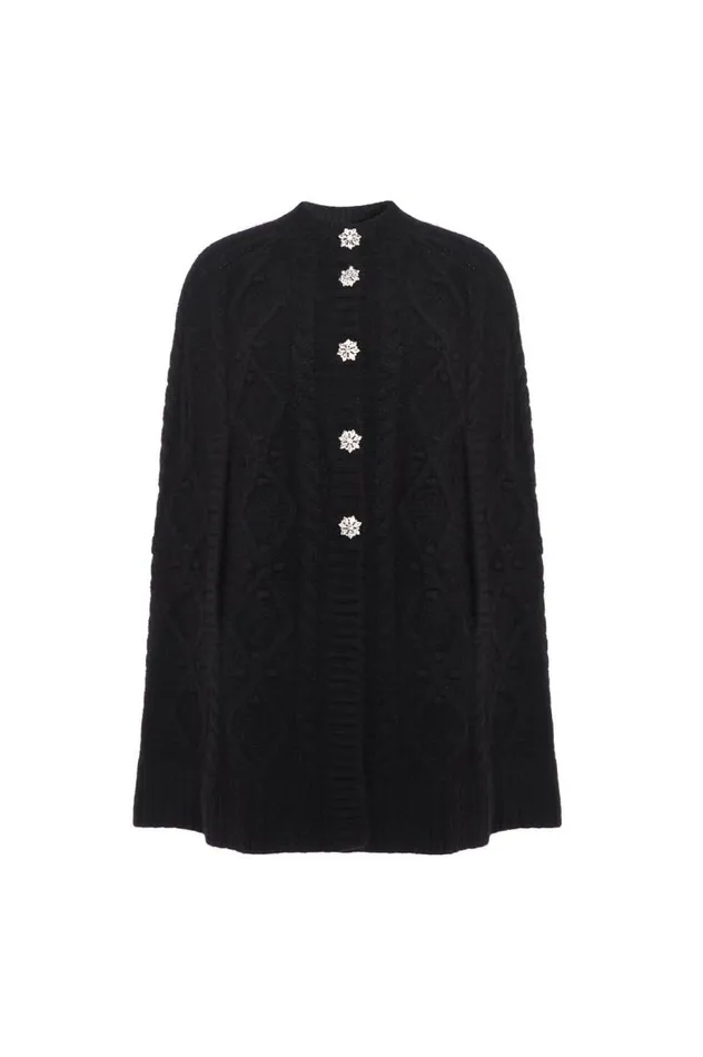 Needle and Thread Capes Sylvie Cable Jewelled Knee Length Cape Black 8211 Women