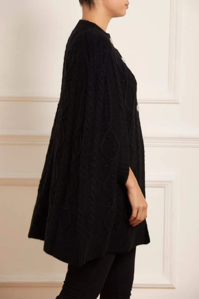 Needle and Thread Capes Sylvie Cable Jewelled Knee Length Cape Black 8211 Women