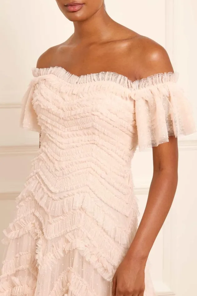 Needle and Thread Dresses Elia OffShoulder Gown Beige 8211 Women