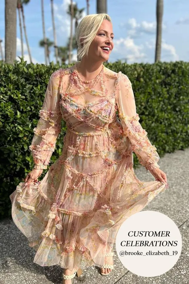 Needle and Thread Dresses Floral Diamond Ruffle Gown Multi 8211 Women