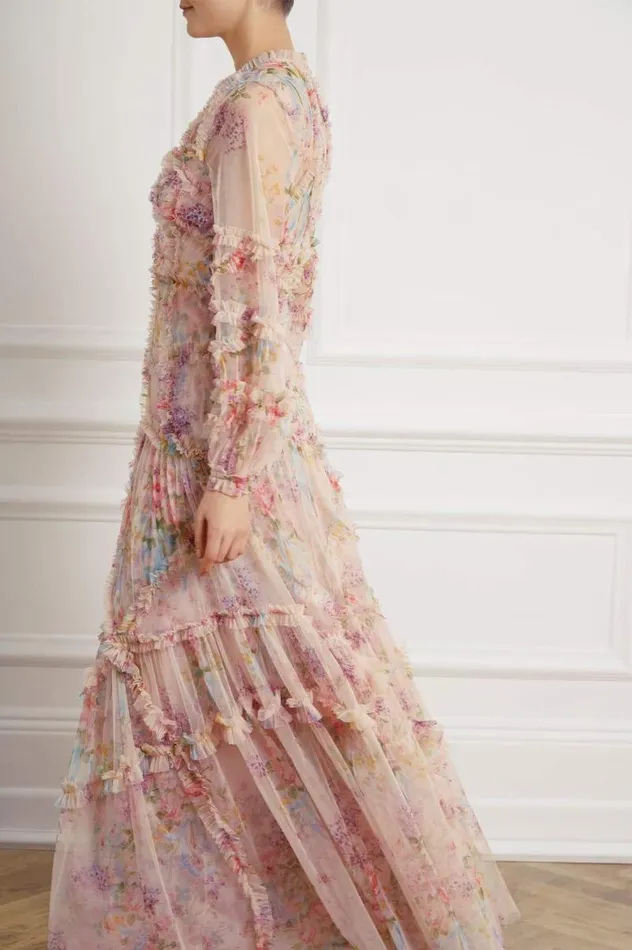 Needle and Thread Dresses Floral Diamond Ruffle Gown Multi 8211 Women