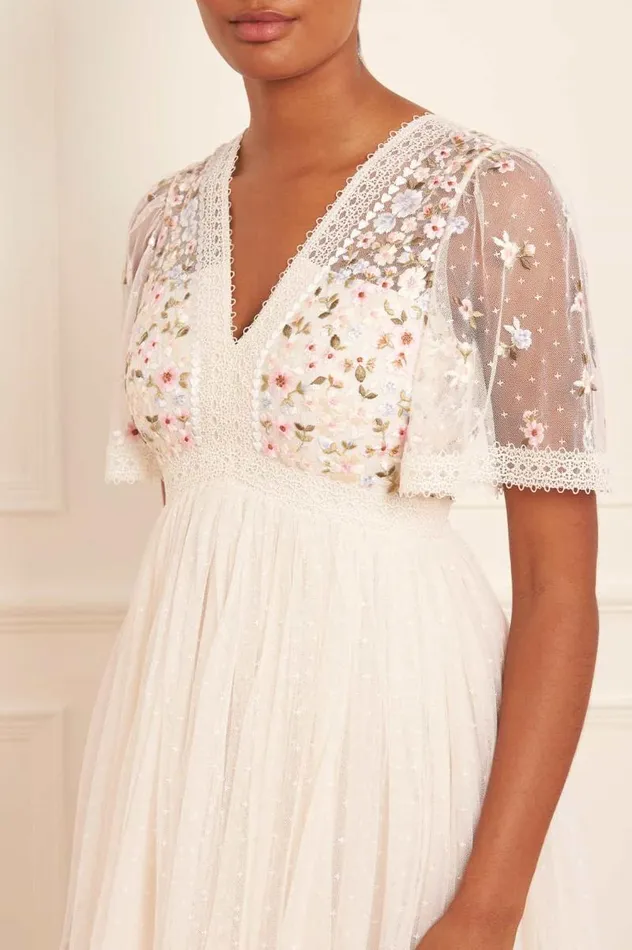 Needle and Thread Dresses Garland Ribbon Bodice Ankle Gown Champagne 8211 Women