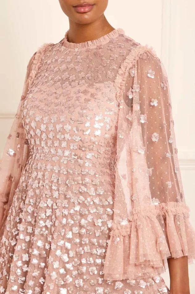 Needle and Thread Dresses Glisten Long Sleeve Ankle Gown Pink 8211 Women