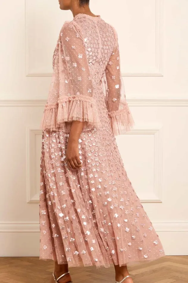 Needle and Thread Dresses Glisten Long Sleeve Ankle Gown Pink 8211 Women