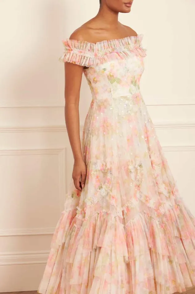Needle and Thread Dresses Immortal Rose OffShoulder Ankle Gown Multi 8211 Women