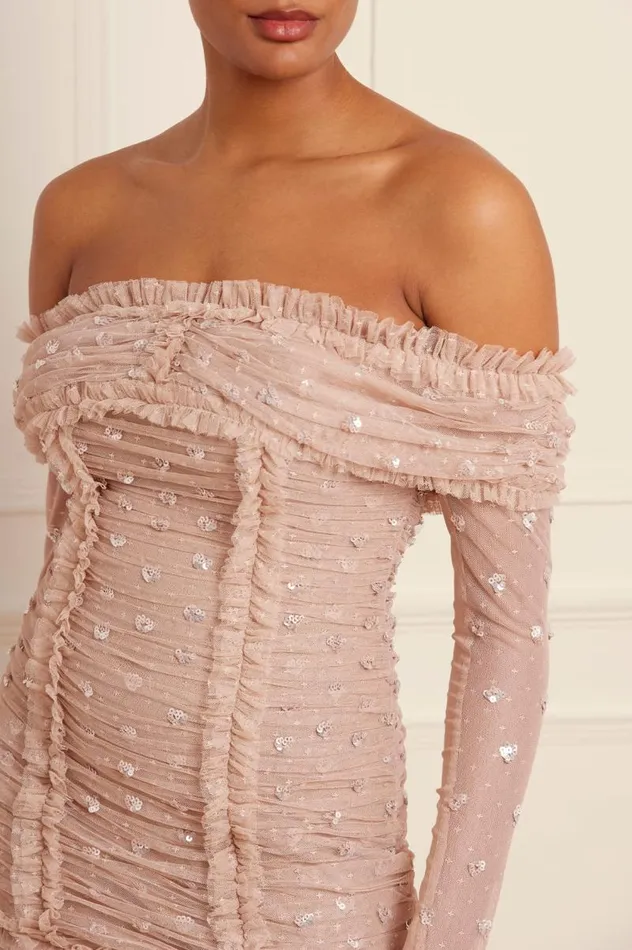 Needle and Thread Dresses Love Heart Rouched OffShoulder Gown Beige 8211 Women