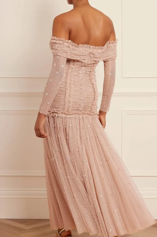 Needle and Thread Dresses Love Heart Rouched OffShoulder Gown Beige 8211 Women