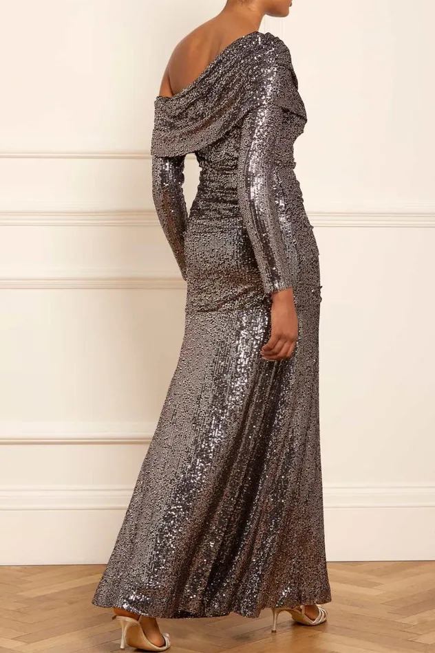 Needle and Thread Dresses Nova OneShoulder Ankle Gown Grey 8211 Women