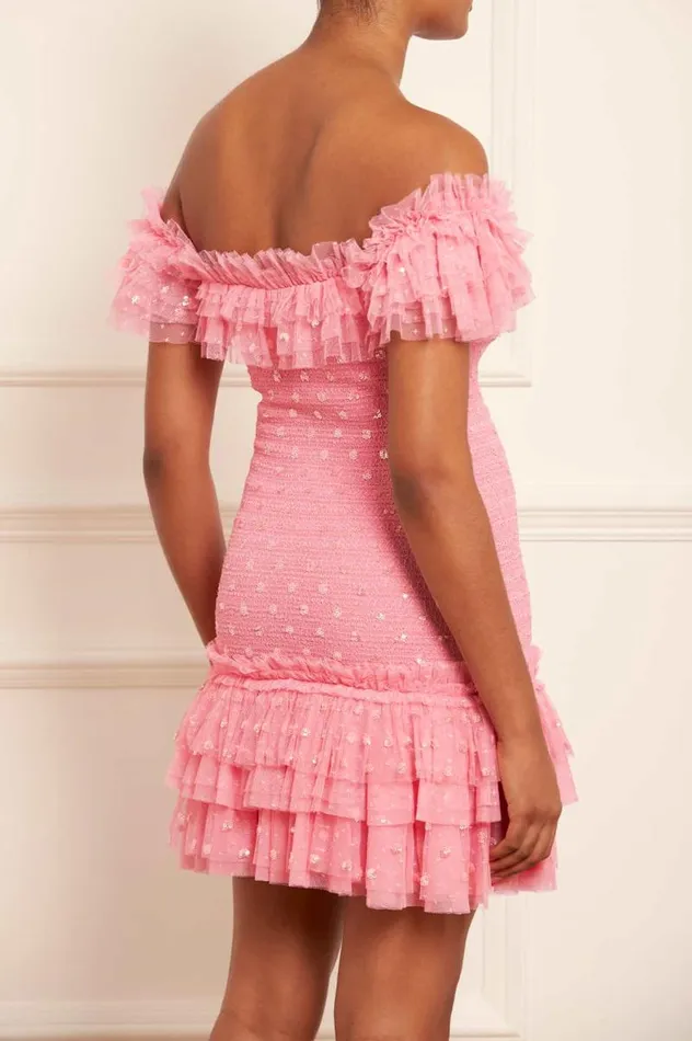 Needle and Thread Dresses Polka Dot Smocked Micro Mini Dress Coral 8211 Women