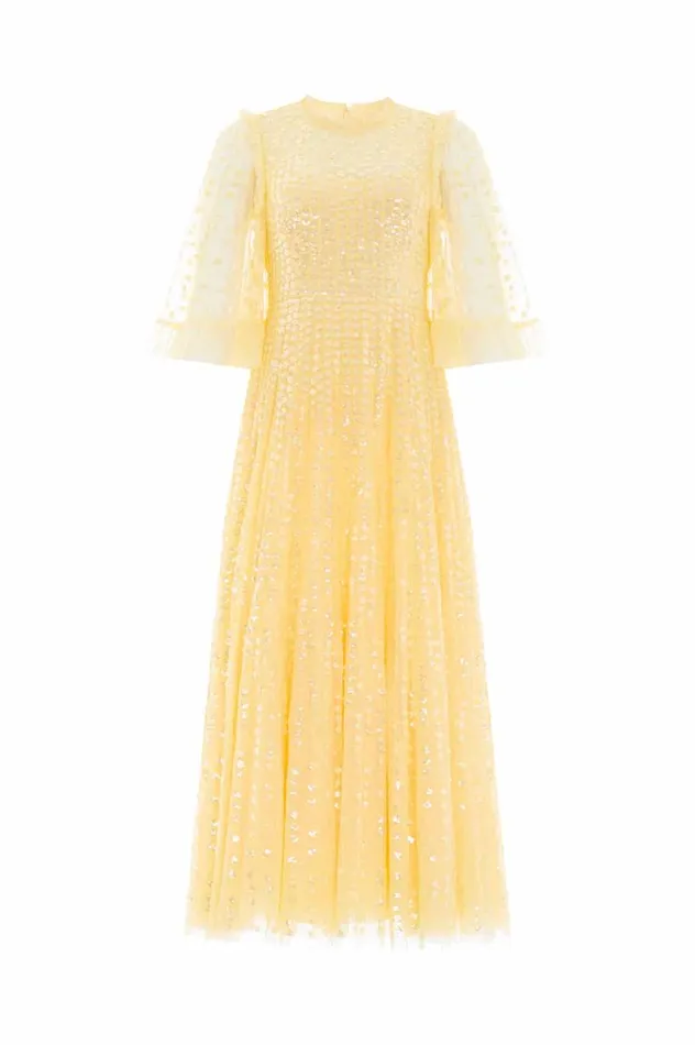 Needle and Thread Dresses Raindrop Short Sleeve Ankle Gown Yellow 8211 Women