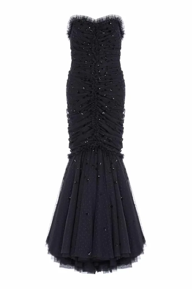 Needle and Thread Dresses Scatter Sequin Strapless Ankle Gown Black 8211 Women