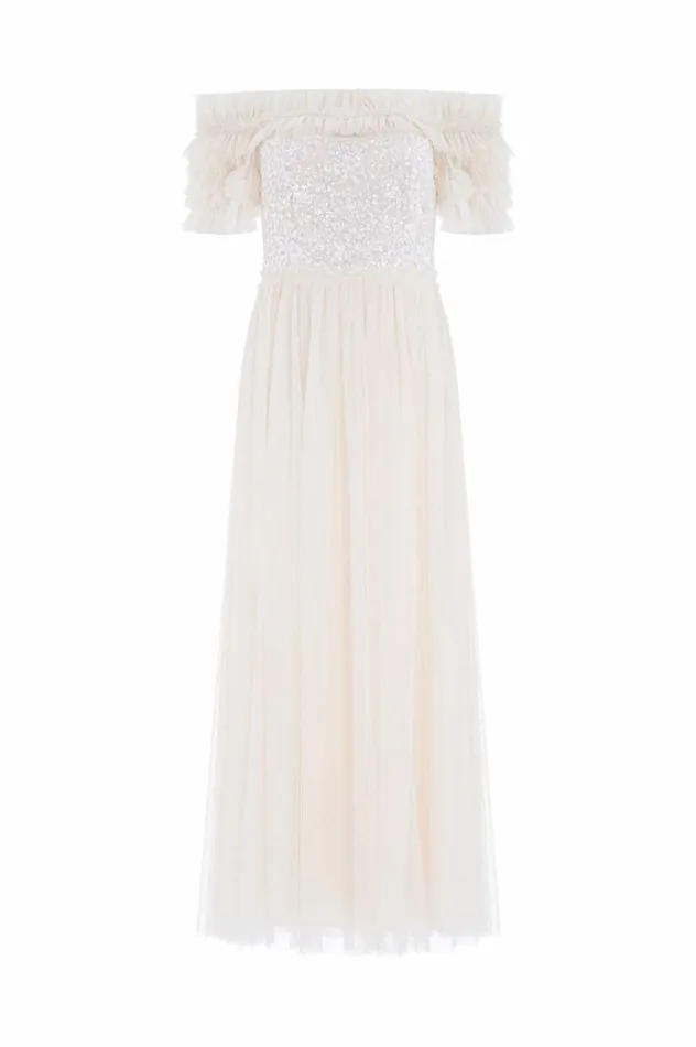 Needle and Thread Dresses Sequin Wreath Bodice OffShoulder Ankle Gown Champagne 8211 Women