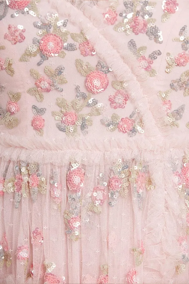 Needle and Thread Dresses Shimmer Ditsy Long Sleeve Gown Pink 8211 Women