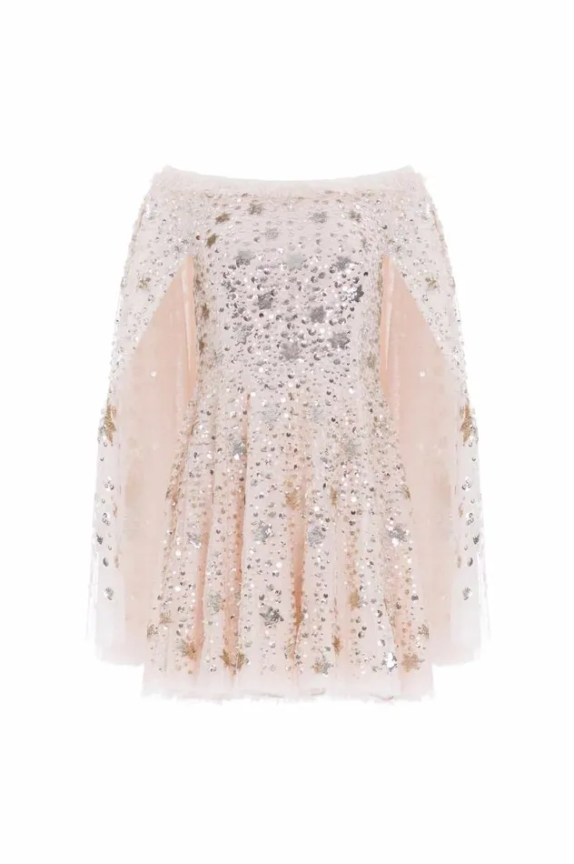 Needle and Thread Dresses Shooting Stars Cape Micro Mini Dress Beige 8211 Women