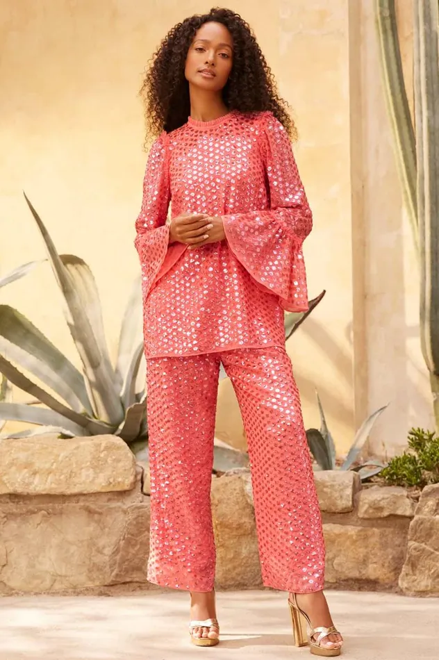 Needle and Thread Trousers Raindrop Gloss Trousers Pink 8211 Women