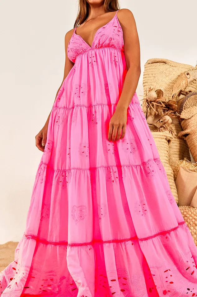 Neon Pink Maxi Dress Women Farm Rio Maxi Dresses