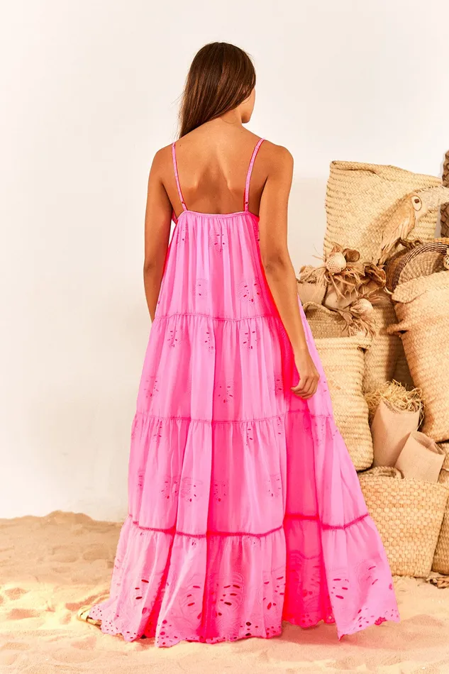 Neon Pink Maxi Dress Women Farm Rio Maxi Dresses