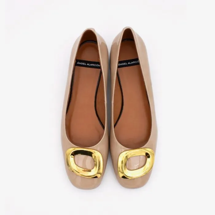 ngel Alarcn Ballerinas Woman YALO 8211 Patent Leather Ballerina With Round Toe And Metallic Trim