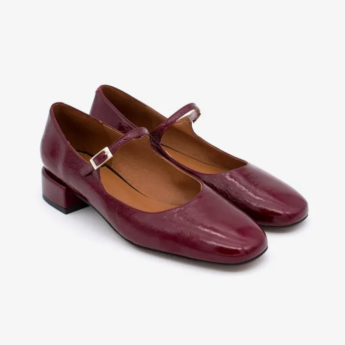 ngel Alarcn Mary Jane Woman YAMEA 8211 Shiny Leather Round Toe Pumps