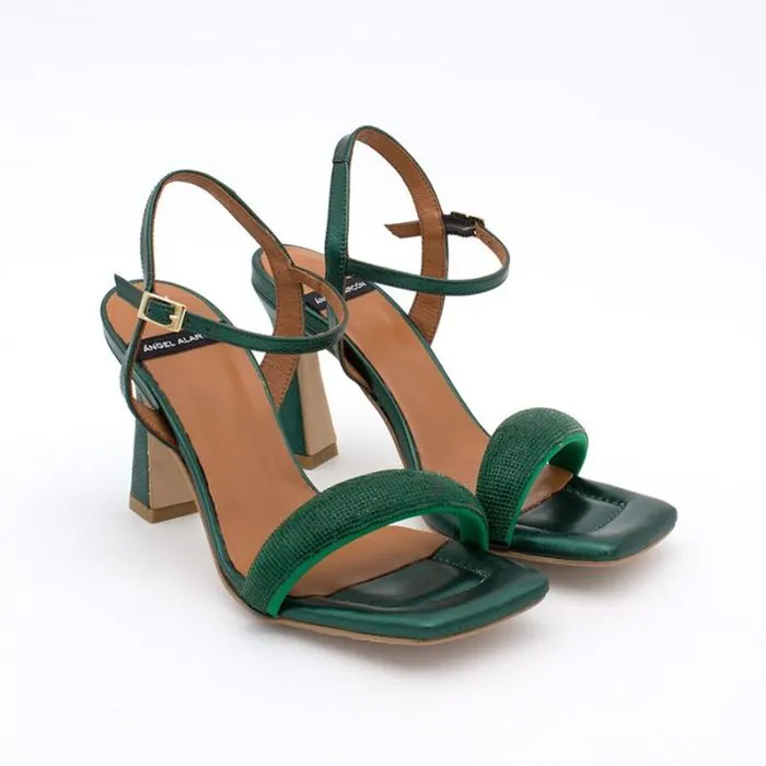 ngel Alarcn Metallized Shoes Woman CAROLE GEM 8211 Heeled Leather Sandals With Sparkling Crystals