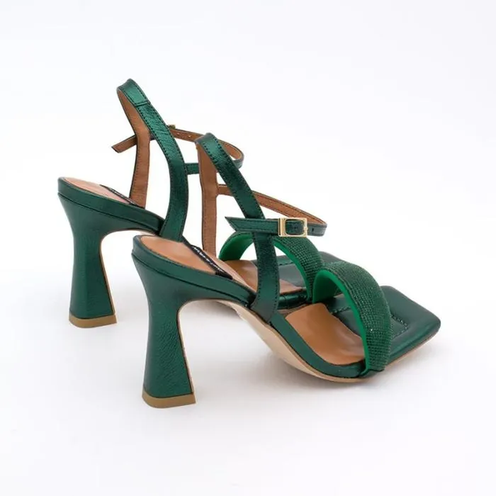 ngel Alarcn Metallized Shoes Woman CAROLE GEM 8211 Heeled Leather Sandals With Sparkling Crystals