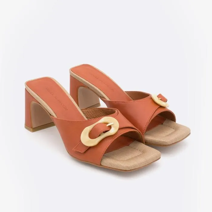 ngel Alarcn Mules Woman JELKE 8211 Leather Mule With Raffia Sole And Tortoiseshell Buckle