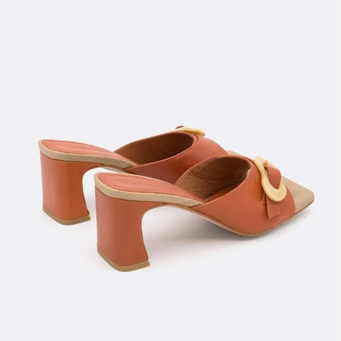 ngel Alarcn Mules Woman JELKE 8211 Leather Mule With Raffia Sole And Tortoiseshell Buckle