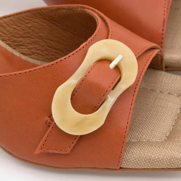 ngel Alarcn Mules Woman JELKE 8211 Leather Mule With Raffia Sole And Tortoiseshell Buckle