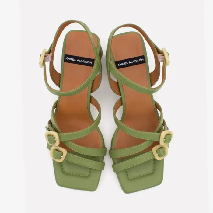 ngel Alarcn Sandals Woman RALIA 8211 Leather Slingback Sandals With Carey Trim