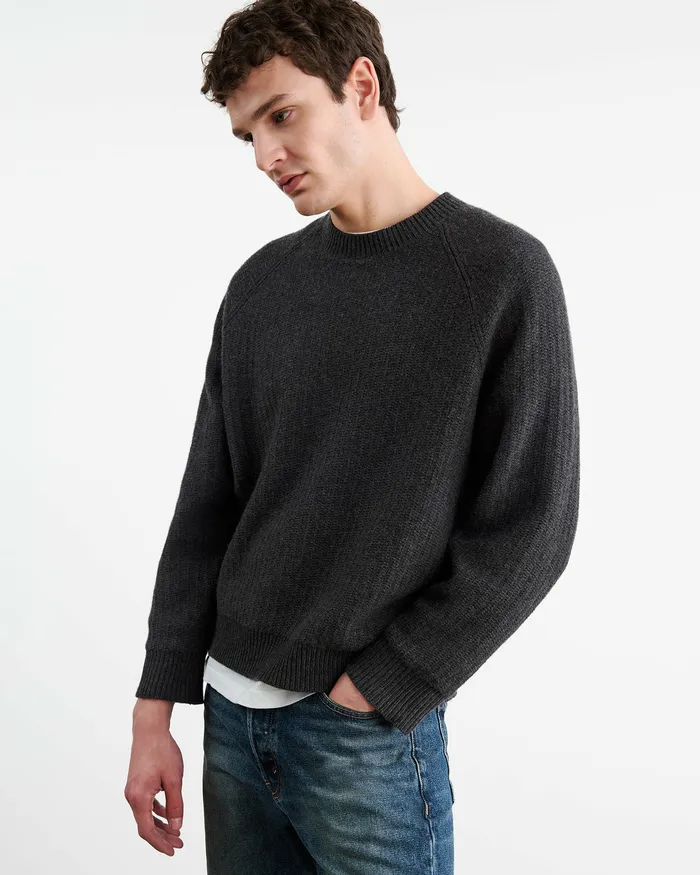 Nili Lotan Sweaters Men KADIR SWEATER Charcoal Melange