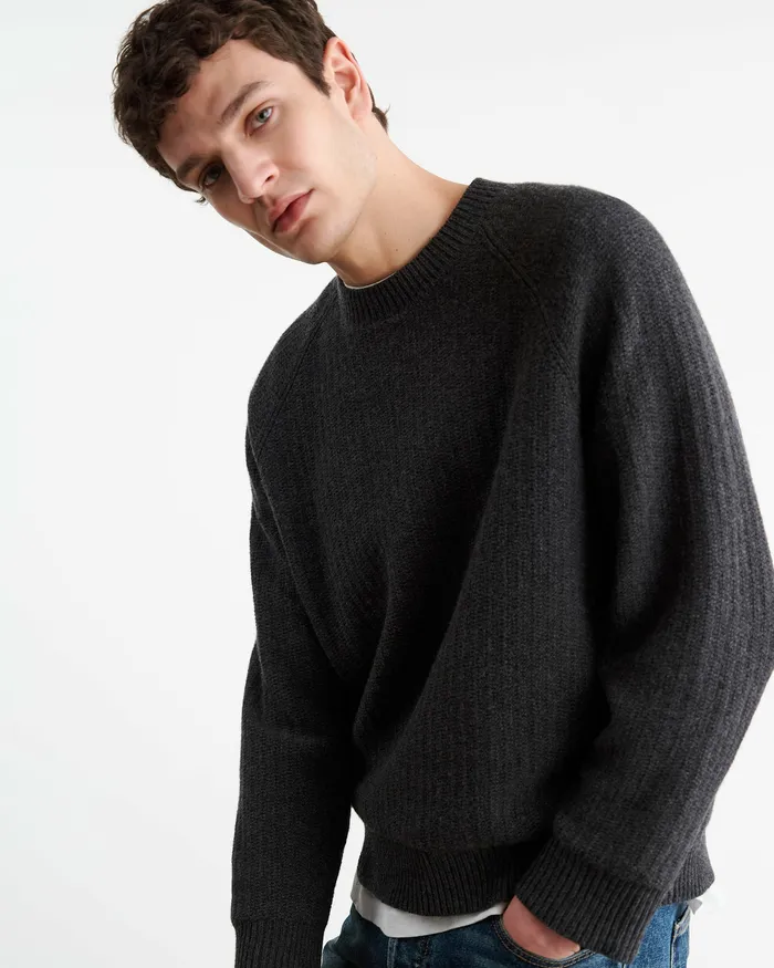 Nili Lotan Sweaters Men KADIR SWEATER Charcoal Melange